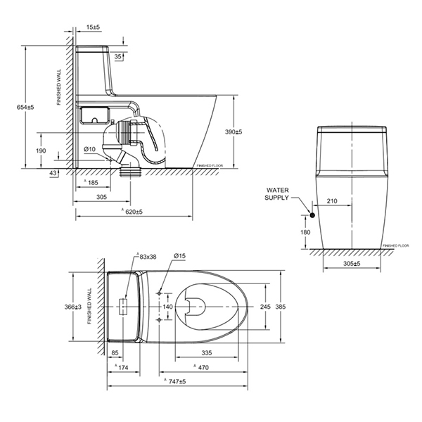 Acacia Evolution Onepiece Toilet 2.6/4L American Standard